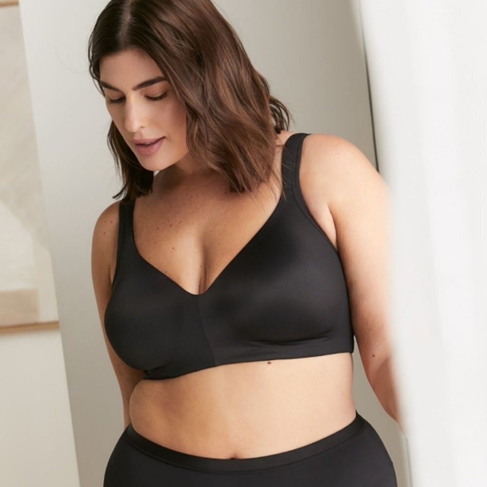 Penningtons Essential Wireless Microfibre T-Shirt Bra Wire Free Black 42DDD